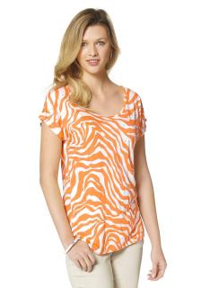 Shirt mit Strass orange-weiß
