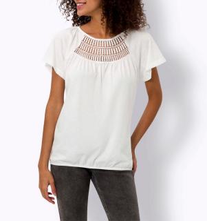 Shirt mitHäkelspitzen am Dekolleté ecru