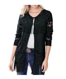 Shirtjacke mit Fransen schwarz