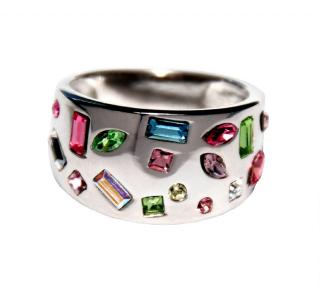 Silber-Ring mit Swarovski-Elements bunt