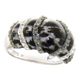 Silber-Ring mit Swarovski schwarz-silber