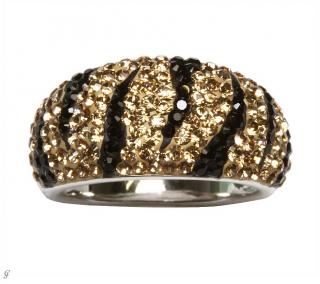 Silberring mit Swarovski schwarz-gold