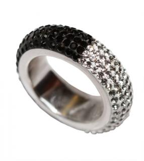 Silberring mit Swarovski schwarz-weiß