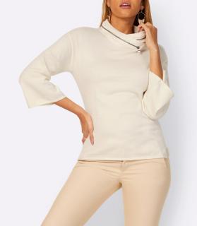 Stehkragenpullover mit Reißverschluss champagner