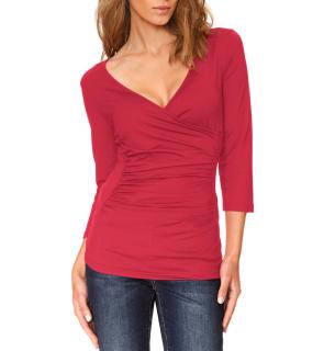 Stretchshirt in Wickel-Optik rot