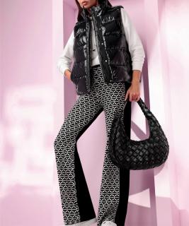 Strickhose mit Jacquard-Einsatz schwarz-ecru