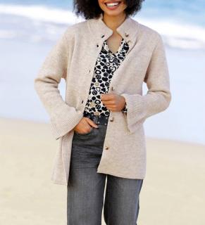 Strickjacke champagner-camel-meliert