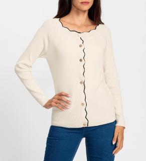 Strickjacke mit Wellenkante champagner