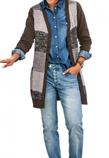 Strickjacke taupe-bunt