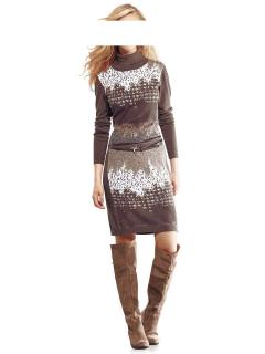 Strickkleid braun-bunt