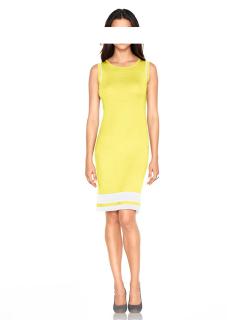 Strickkleid gelb-weiß