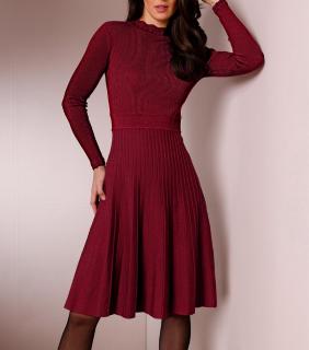 Strickkleid mit Stehkragen dunkelrot