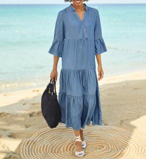 Stufenschnitt-Kleid  jeansblau