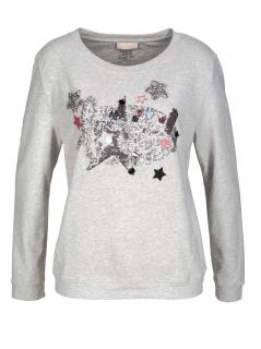 Sweatshirt mit Pailletten grau-melange