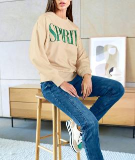 Sweatshirt mit Schriftzug elfenbein