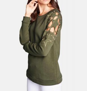 Sweatshirt mit Stickerei oliv