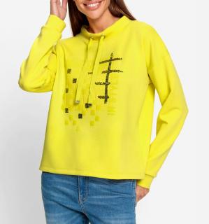 Sweatshirt mitplatziertem Druck und Pailletten limone