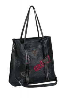 Tasche mit Patches schwarz