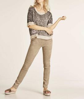 Velourslederimitat-Leggings beige