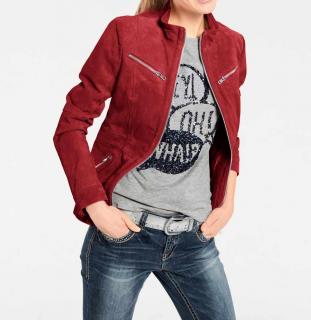 Velourslederjacke rot