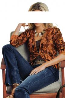 Wende-Druckstrickjacke orange-schwarz