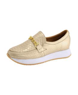 Ziegen-und-Rind-Nappaleder-Slipper creme-metallic
