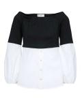 2-in-1-Designer-Blusen-Sweatshirt schwarz-weiß