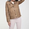 2-in-1-Lammnappalederjacke mit Kapuze camel