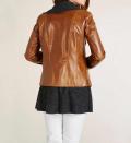 2-in-1-Leder-Wolljacke cognac-dunkelgrau