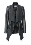 2-in-1-Leder-Wolljacke schwarz-dunkelgrau