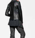 2-in-1-Leder-Wolljacke schwarz-dunkelgrau