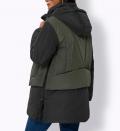 2-in-1-Optik-Steppjacke mit Kapuze schwarz-oliv