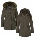 2-in-1-Parka + Daunenjacke oliv