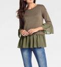 2-in-1-Pullover oliv-goldfarben