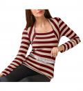 2-in-1 Shirt beige-bordeaux gestreift