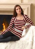 2-in-1 Shirt beige-bordeaux gestreift