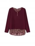 2-in-1 Shirt mit Chiffonfutter weinrot