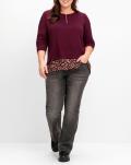 2-in-1 Shirt mit Chiffonfutter weinrot
