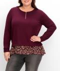 2-in-1 Shirt mit Chiffonfutter weinrot