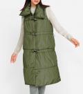 2-in-1-Stepp-Longweste mitStehkragen khaki