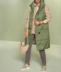 2-in-1-Stepp-Longweste mitStehkragen khaki