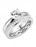 2 tlg. Silber-Designer-Ringset mit Zirkonia