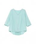 3/4-Ärmel-Bluse mitPlisseefalten mint