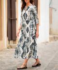 3/4-Ärmeln-Druckkleid sand-hellblau