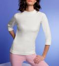 3/4-Ärmeln-Pullover mit Stehkragen ecru