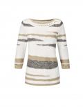 3/4 Arm-Pullover mit Lochmuster weiß-beige