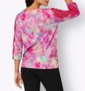 3/4 Arm-Pullover mit Spitzeneinsatz rosé-pink-bedruckt