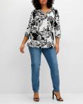 3/4-Arm-Shirt-Tunika ecru-schwarz