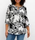 3/4-Arm-Shirt-Tunika ecru-schwarz