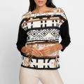 3/4-Arm-Shirt mit Ethnoprint camel-schwarz